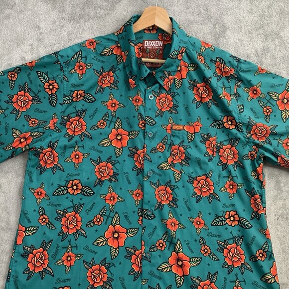 Dixxon Shirt Mens XL Stay Gold Party Floral Print AOP Short Sleeve Button Up - Picture 4 of 8